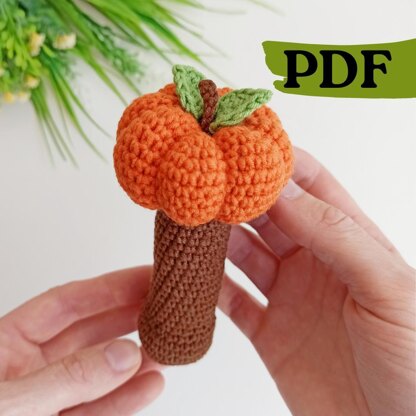 Crochet pumpkin baby rattle pattern