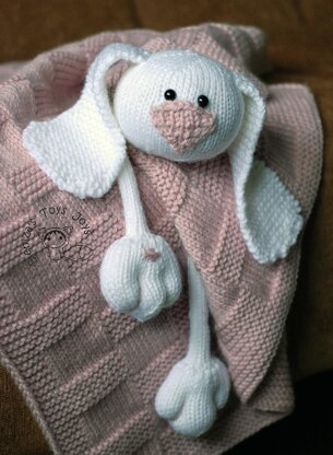Pink Baby Bunny Toy Blanket