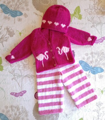 Flamingo and Hearts Baby Outfit