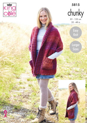 Ladies Shawls Knitted in King Cole Chunky - 5815 - Downloadable PDF