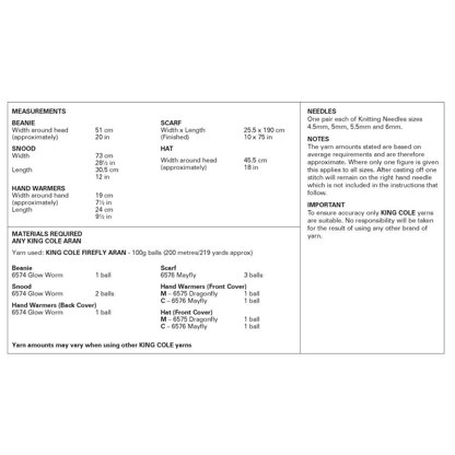 Accessories 6450 knitted in King Cole Firefly Aran  