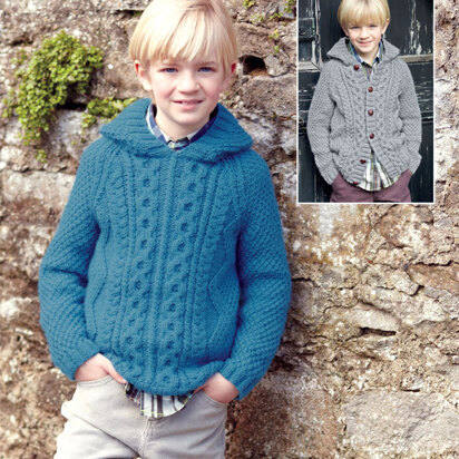 Hooded Sweater and Cardigan in Hayfield Bonus Aran with Wool - 2424 - Downloadable PDF