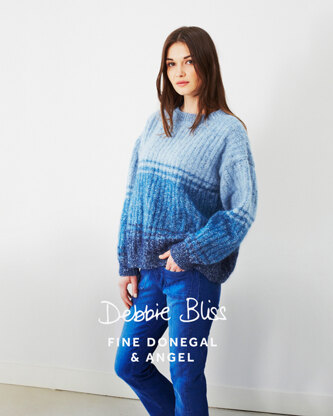 "Tonal Stripe Sweater" - Sweater Knitting Pattern For Women in Debbie Bliss Fine Donegal And Angel - DB026
