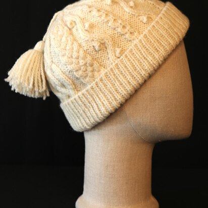 Tasseled Aran Hat - knitting pattern