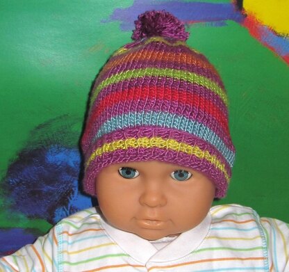 Baby  Stripe Bobble Beanie