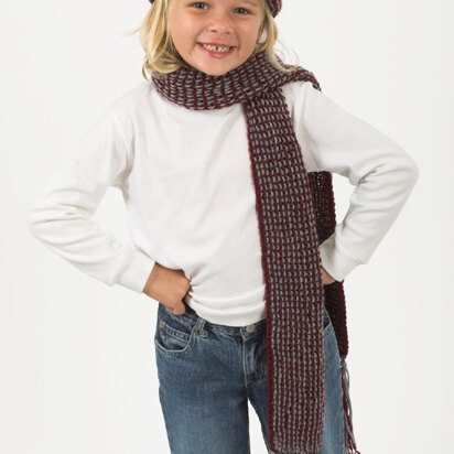 Side to Side Hat and Scarf in Plymouth Encore Worsted - F216