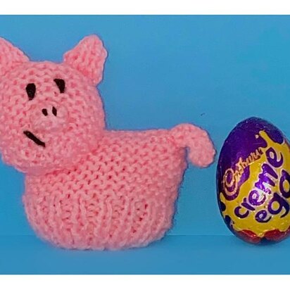 Easter Pig Basket chocolate cover fits Creme Egg - knitting pattern