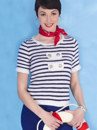 Women's Striped Sailor Top in Caron Simply Soft - Downloadable PDF