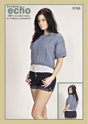 Knitted Cropped Boxy Top in Twilleys Freedom Echo DK - 9166