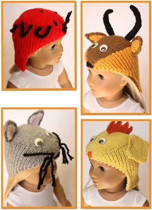 Critter Beanies for 18 inch Dolls