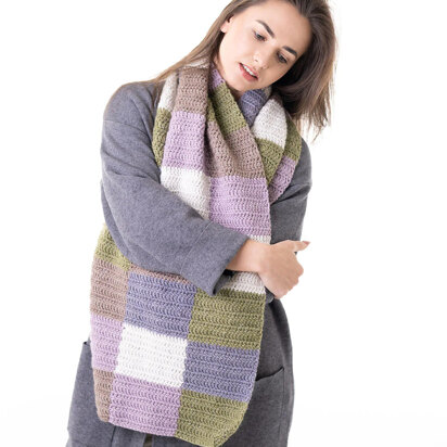 Color Block Scarf in Lion Brand Basic Stitch Anti Microbial - M23006BSAM - Downloadable PDF