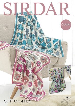 Throws in Sirdar Cotton 4 Ply - 7821- Downloadable PDF