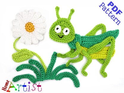 Grasshopper crochet applique pattern