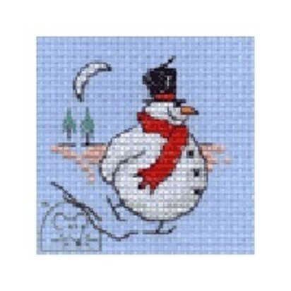 Mouseloft Christmas Card Stitchlet - Skating Snowman Cross Stitch Kit - 64mm