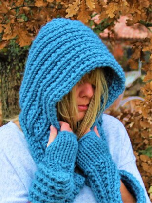 Winter Blues Hooded Scarf