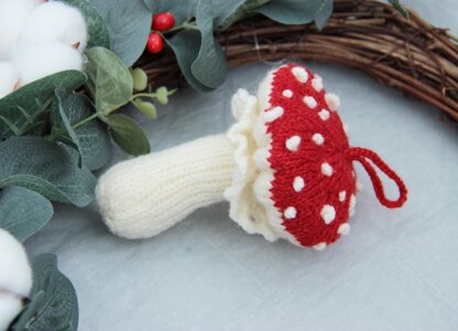 Knitted Fly Agaric Ornament Pattern: Christmas Toadstool Toy (PDF Tutorial)