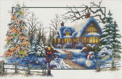 Needleart World Winter Cottage No-Count Cross Stitch Kit - 51cm x 32cm