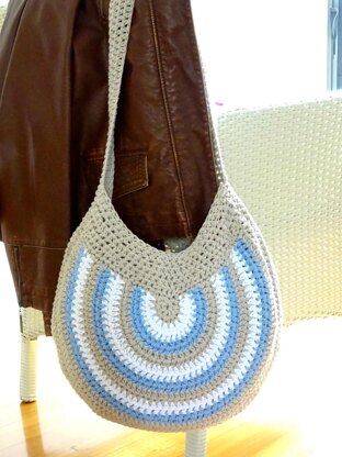 Crochet Striped Hobo Bag