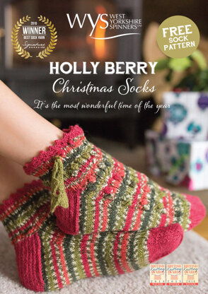 Hollyberry Christmas Socks in West Yorkshire Spinners Signature 4 Ply - Downloadable PDF