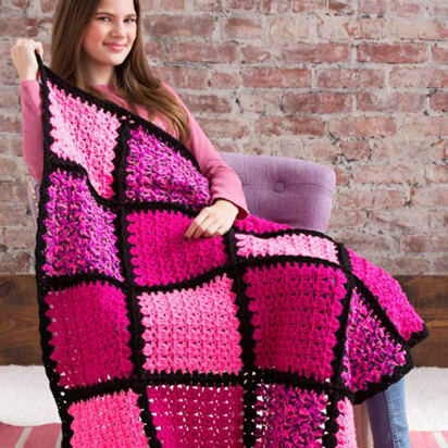 I Love Pink Blanket in Red Heart Super Saver Economy Solids and Prints - LW4778 - Downloadable PDF