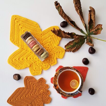 Autumn leaf table mat and coaster