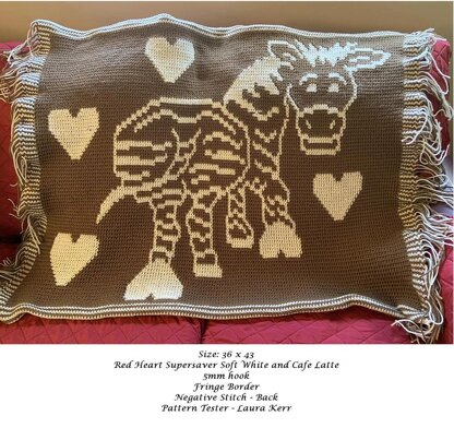 LovePrints Zebra Throw Lapghan - Overlay Mosaic Crochet Pattern