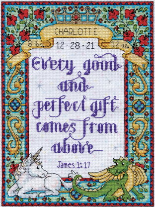 Design Works Regal Birth Sampler Cross Stitch Kit - 20cm x 25cm