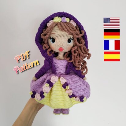 Crochet doll with clothes pattern, Basic amigurumi doll pattern, Astrid doll in English, Deutsch, Français, Spanish (Español)