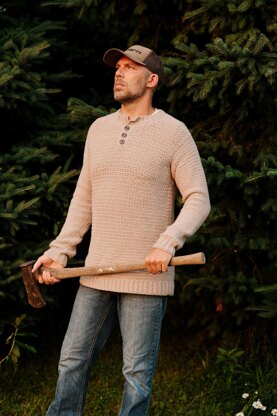 Ambrose Quarter Button Men's Crochet Sweater