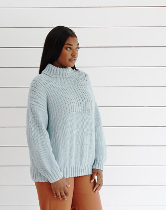 Rib Yoke Sweater - Knitting Pattern For Women in Debbie Bliss Cashmerino Aran by Debbie Bliss