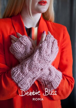 "Rosalyn Handwarmers" - Gloves Knitting Pattern For Women in Debbie Bliss Roma - DBS028