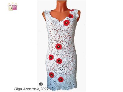 Lace dress with poppies