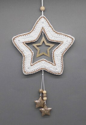 Crochet pattern star hanging decoration - super easy and versatile - from scraps of yarn