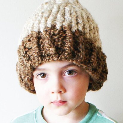 Chunky Acorn Hat in Toddler, Child and Adult Sizes (hat014) - knitting pattern