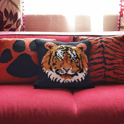 Tiger Cushions - Knitting Pattern in Debbie Bliss Rialto Aran by Debbie Bliss - Downloadable PDF