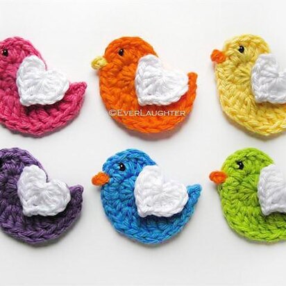 Bird Applique with Heart Wing