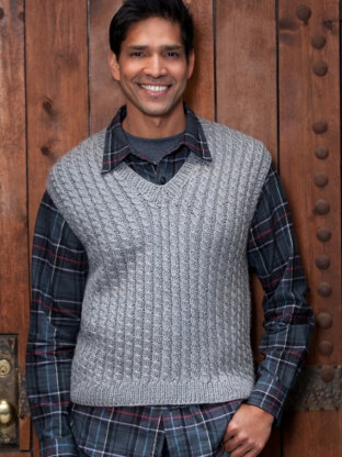 Dad's Cabled Vest in Caron Simply Soft - Downloadable PDF