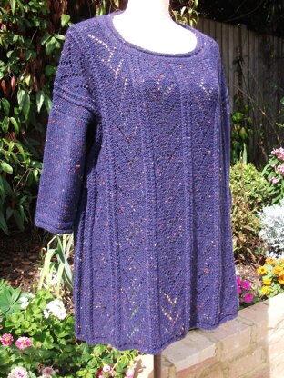 Wide Fit Tunic with Diagonal Eyelet & Twist Stitch Panels
