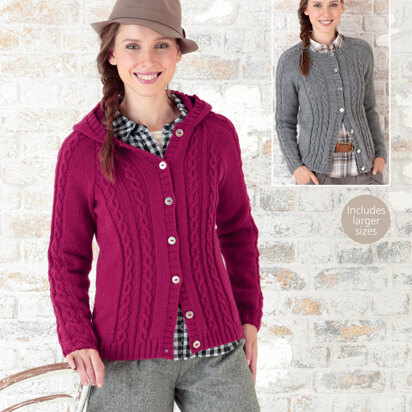 Round Neck and Hooded Raglan Jackets in Hayfield DK with Wool - 7057