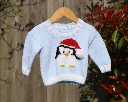 Christmas Penguin Jumper (11) to fit from birth to 3 years old