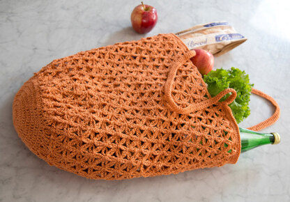 Lacy Crochet Market Bag in Red Heart Luster Sheen Solid - LW3575 - Downloadable PDF