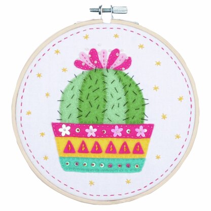 Vervaco Cactus Embroidery Kit with Ring - 6.4in (16cm)