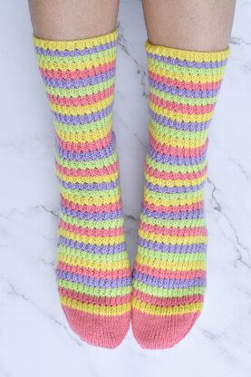 Sugar Stripe Socks in Universal Yarns Uni Merino Mini - Downloadable PDF