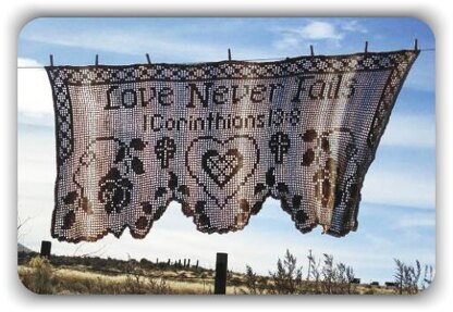 Love Never Fails Prayer Shawl - Filet Crochet Pattern & Charts