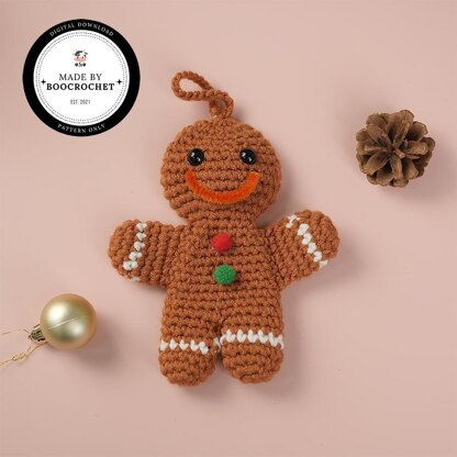 Decorative Gingerbread Man With Black Eyes For Christmas Tree Crochet Pattern