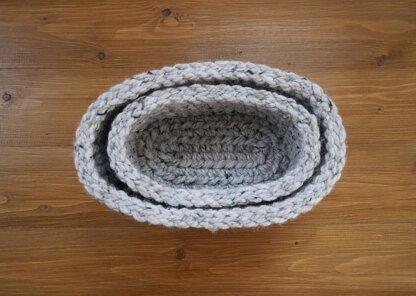 Crochet oval baskets