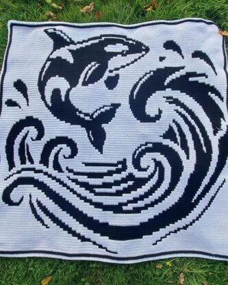 Orca Opus | Whale Overlay Mosaic Crochet Blanket