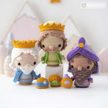 Crochet Nativity Set Pattern Three Wise Men, Donkey Christmas Mini Amigurumi Three Kings Nativity Scene DIY by AradiyaToys (Olka Novytska)