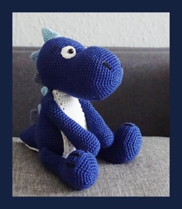 Häkelanleitung Amigurumi Dino Valentin Blue