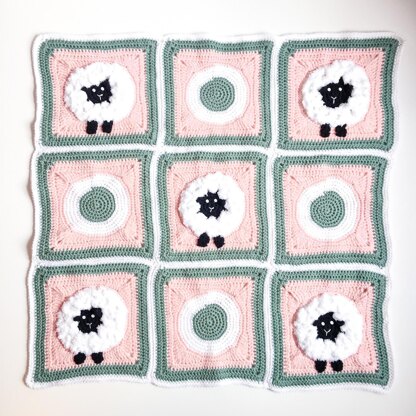 Sheep Granny Square Blanket